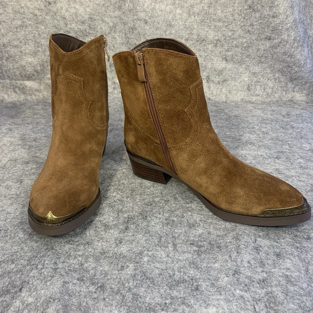 NWOT Very Volatile Brown Suede Ankle Boots, Women’s Size 8, Cowgirl Boots Zipper